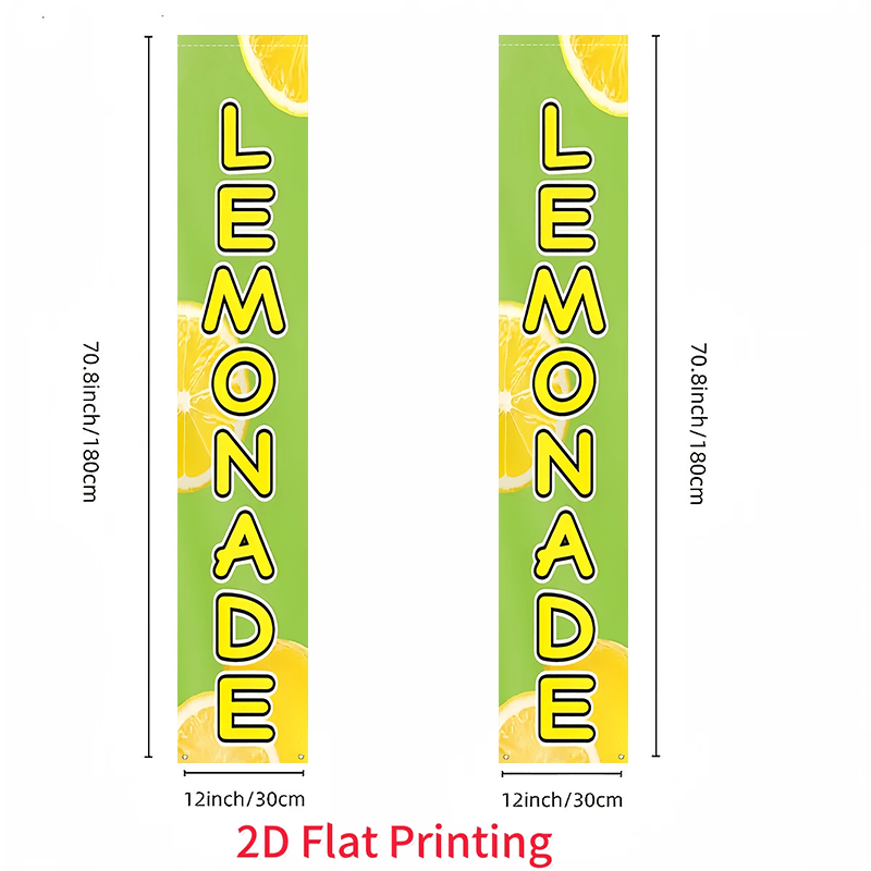 TEMU 2d Flat, 2pcs Set, Lemonade Sign Porch Banner, Lemon , Suitable For Shop Decoration Hanging Banner Flags, Farmhouse Decoration, Indoor And