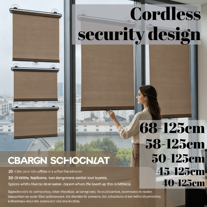 1pc 90 of   choose quicksand golden   retractable stop at will   free zero damage wall roller blinds blackout curtains thickened and durable fabric reinforced vacuum suction cup thickened tension rod movable