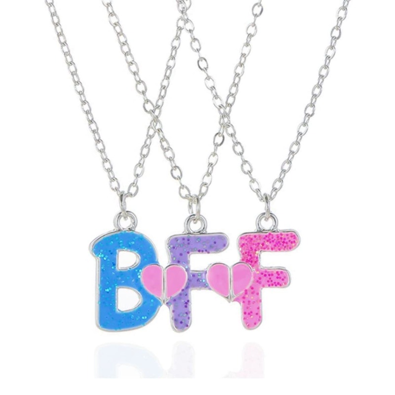 TEMU 3 Best Friend Friendship Necklace Heart Magnet Suction Color Trio Bff Pendant Cute