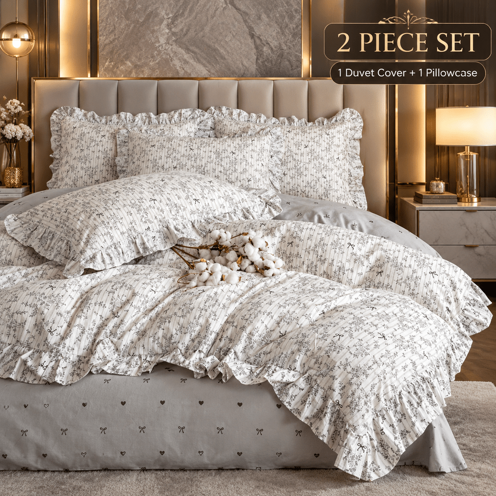 Image of Bedding. Cotton Bedding, Soft, Breathable, Comfortable, Quilt Cover + Pillowcase 135 * 200, 155 * 220cm, Durable, Skirt Style Fashionable And Versatile, More High-end, 60s Twill, Machine Washable.