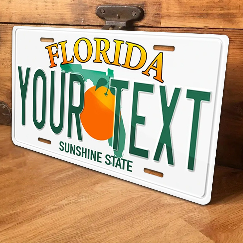 

1pc Customizable Florida License Plate Design, Aluminum Metal Sign 6x12inch, Personalized Text, State Emblem, Handcrafted Usa , Outdoor/indoor Use, No Electricity Needed