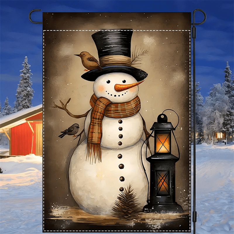 

1pc Snowman Christmas , Polyester, Double-, , -, , Multipurpose Use, No Needed, For 12x18inch