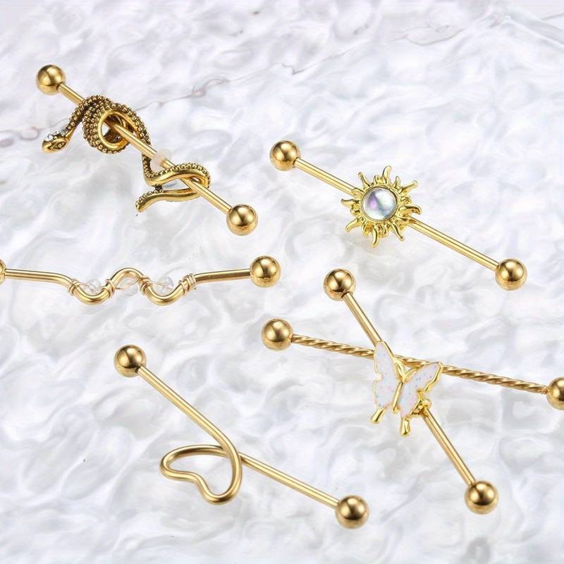 16 Mm Gold-Tone Straight Spiked Surgical Steel Barbell | In Stock! | Otsu - Foto 8