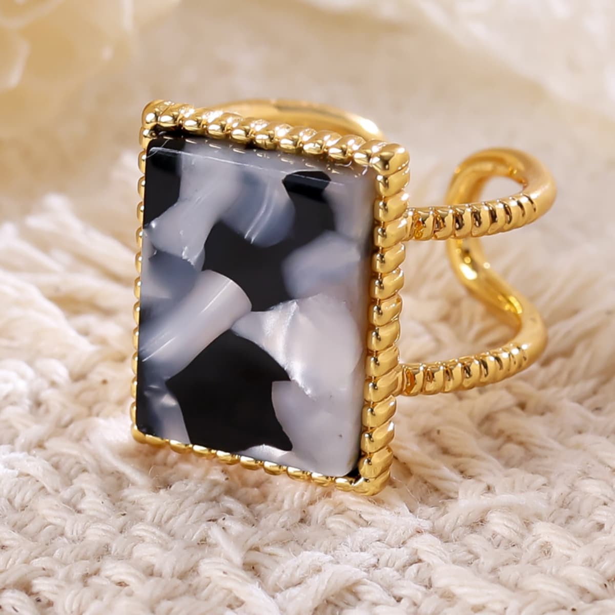Minimalist Copper Geometric Square Adjustable Open Ring