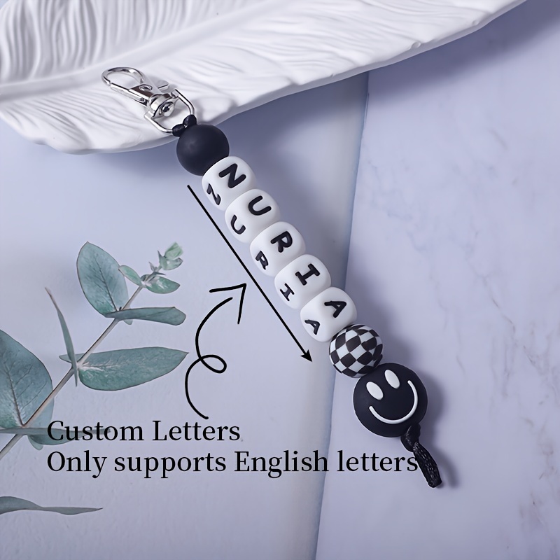 TEMU 1pc Women's Personalized Keychain With Name/date/text Engraving - Lobster Clasp Key Tag - Silicone Key Ring,, Names - Durable Personalized