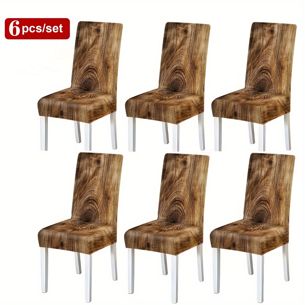 TEMU 2pcs/4pcs/6pcs Stretch Christmas Themed Printed Chair Covers, Chair Protectors (chairs Not Included), Removable And Washable Seat Covers,