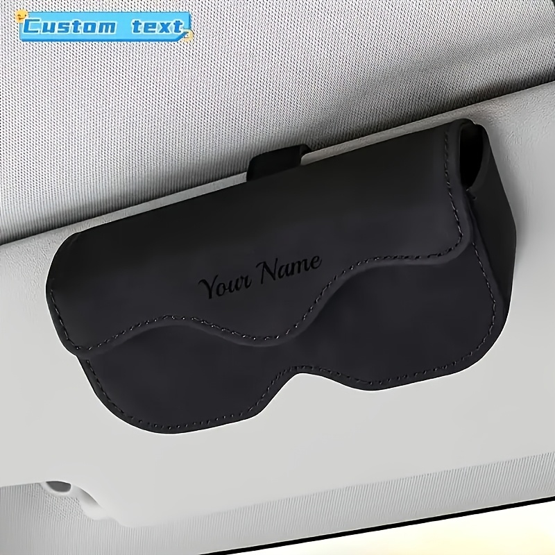 TEMU Personalized Magnetic Pu Leather Car Visor Fashion Glasses Holder Case With Name/initials/ Suitable For Most Vehicles, Magnetic Clip- For Visor