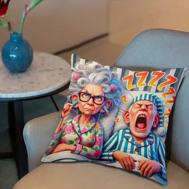 1pc funny sleeping couple pillowcase large 17 7x17 7in 44x44cm zip closure for bed sofa car machine washable polyester decor funny housewarming wedding gift for couples dorm living room decoration humorous design novelty pillow Product details 5