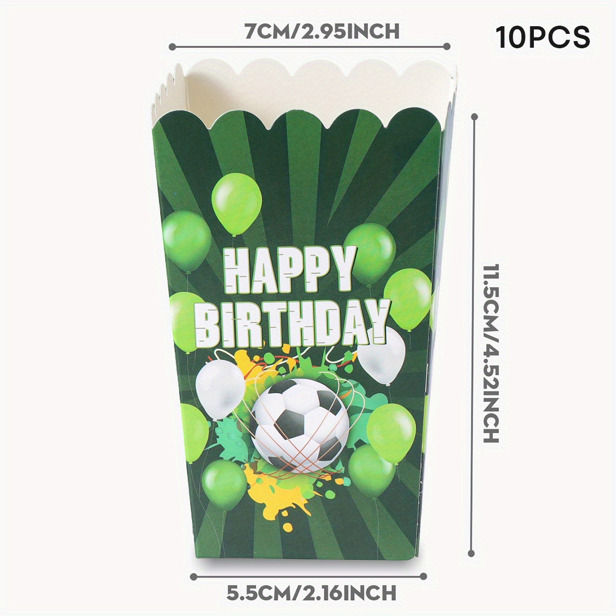 E-shop 10/24 Stk. Fußball Happy Birthday Party Becher, Lebensmittelboxen, Pommes Boxen, Popcorn Boxen, Geeignet für Fußball- und , Snackboxen für