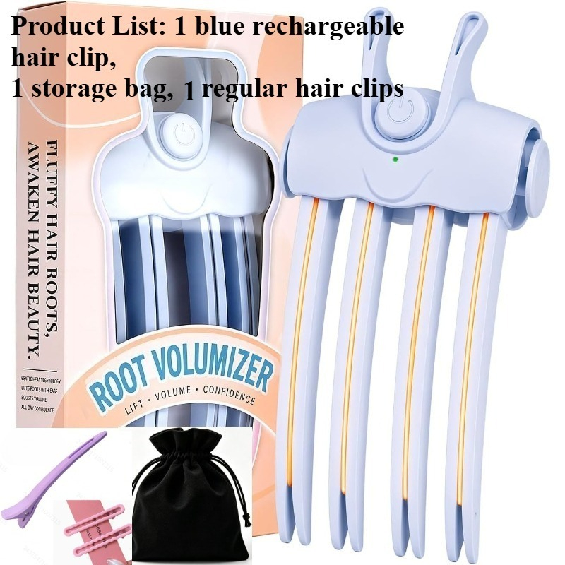 TEMU 3pcs Heated Hair Volumizing Clips Suitable For Fine Flat Hair, Usb Rechargeable Wireless Root Lifting Comb With Plate Teeth & Comb, Fast Volume