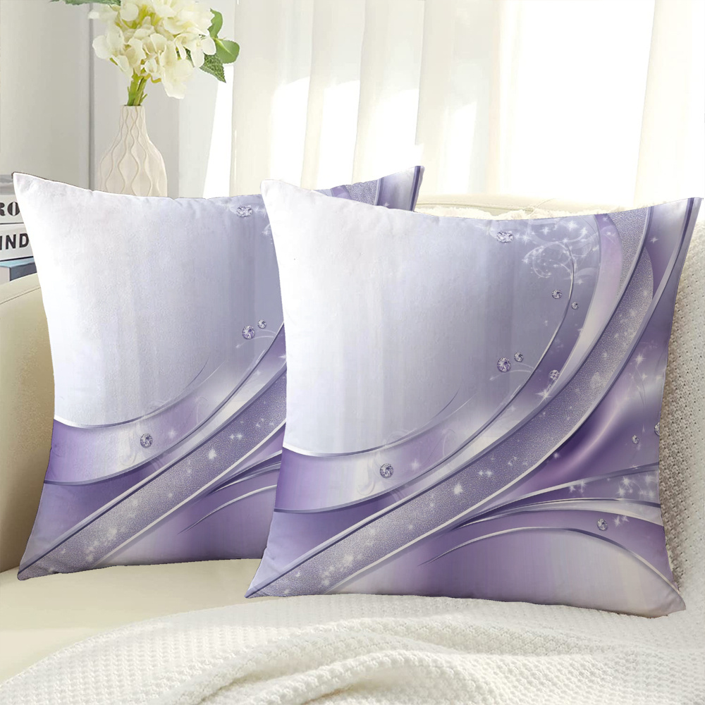 TEMU 2d 2pcs Purple And White Gradient Diamond Glitter Themed Pillowcases, Multiple Sizes , Velvet Material, Single-sided Print, Pillow Insert Not