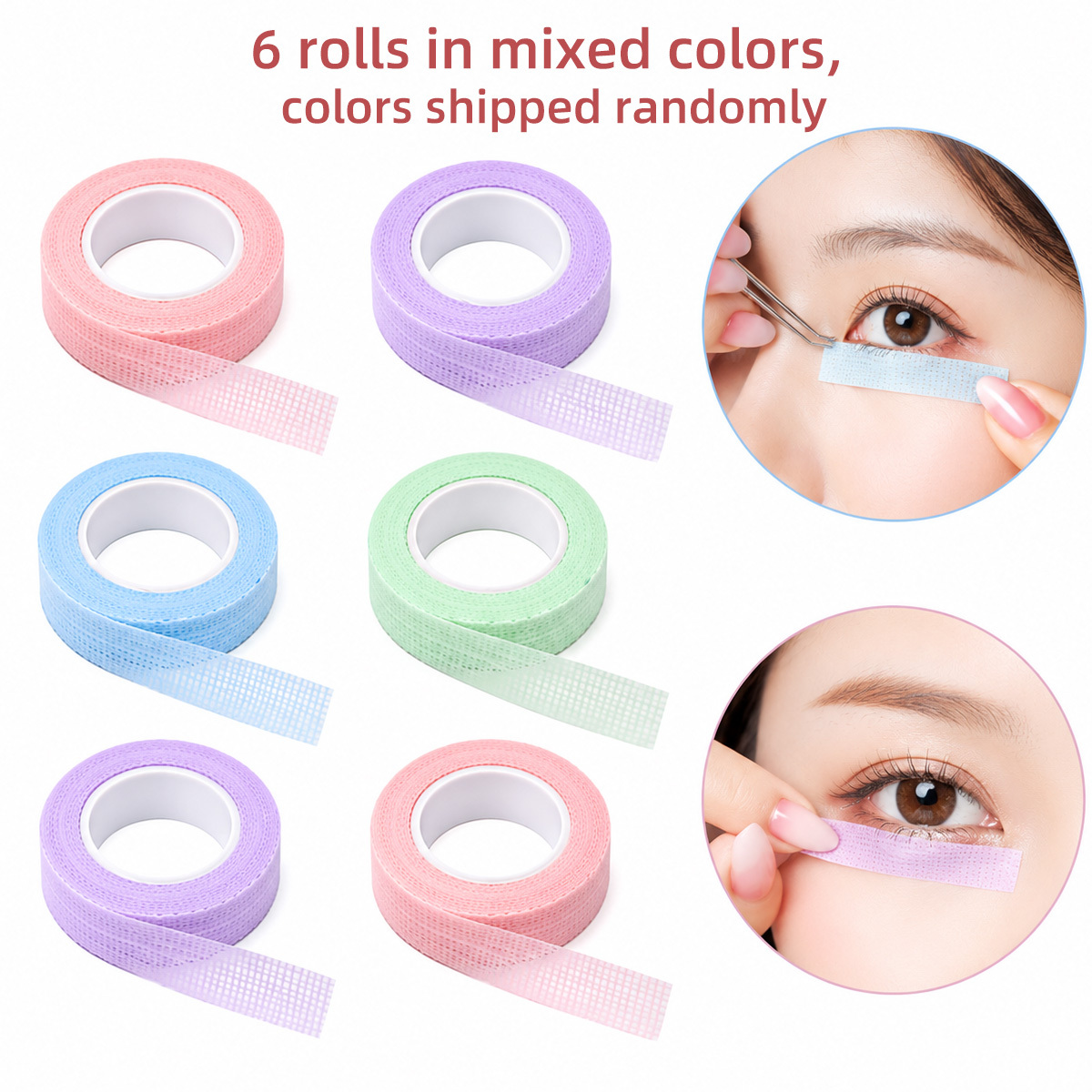 TEMU Lot de 6 de jetables colorés pour extensions de cils, couleurs aléatoires, pour les cils inférieurs des extensions, convient pour les salons de