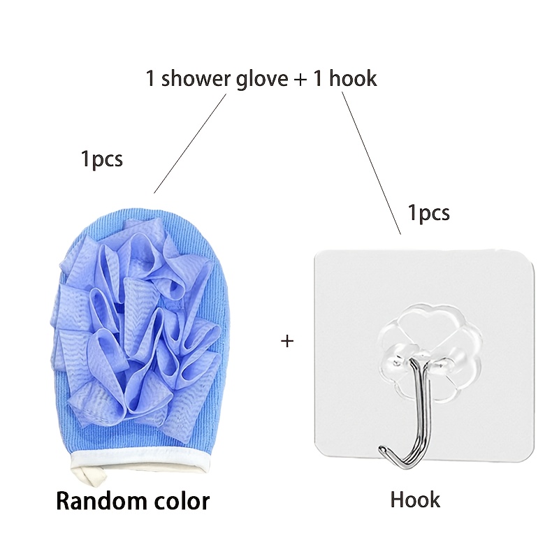 2pcs Soft Scrub Shower Glove and Hook Set for Bathing