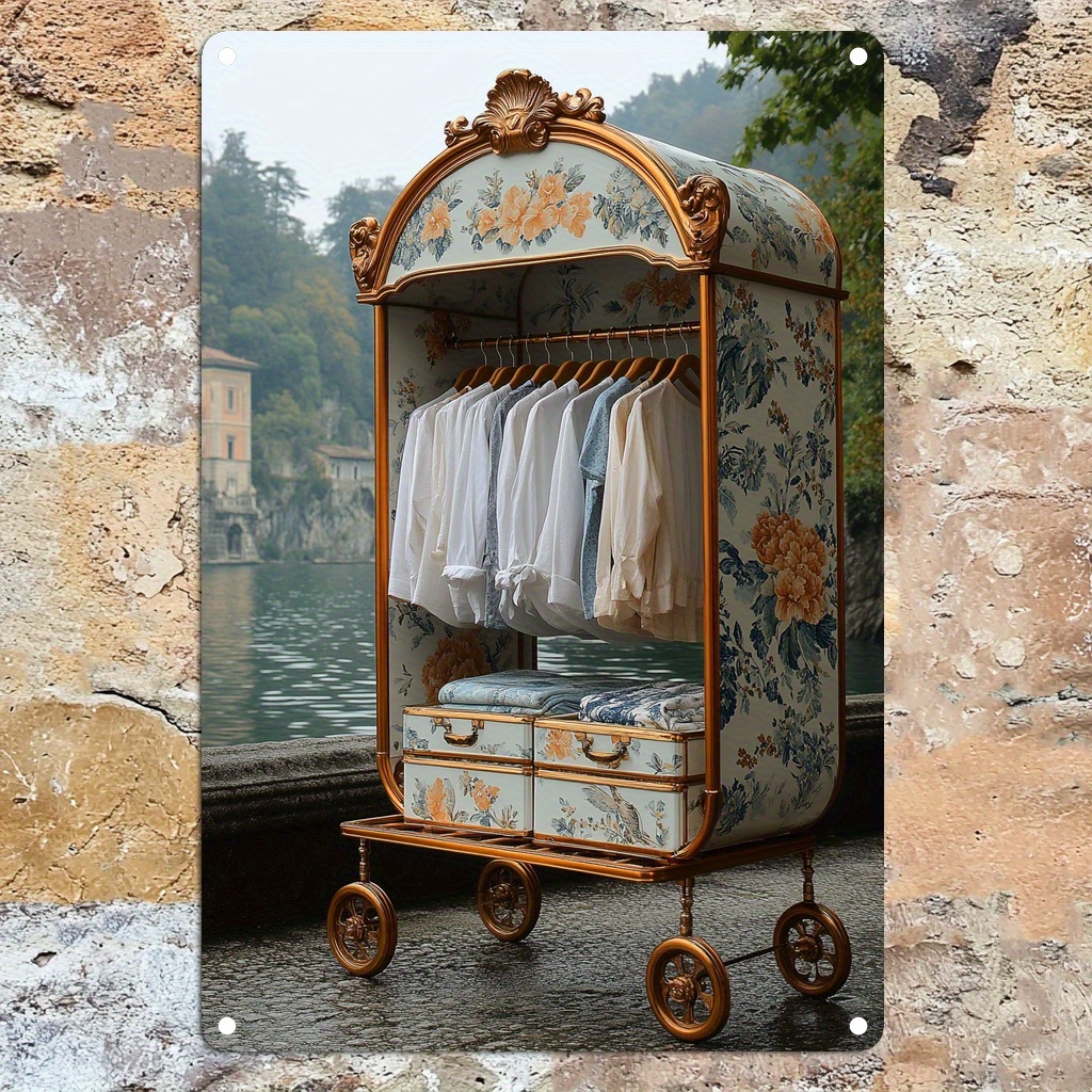 

1pc - Aluminum Folding Clothes Rack Art, Portable , Texture Painting ,