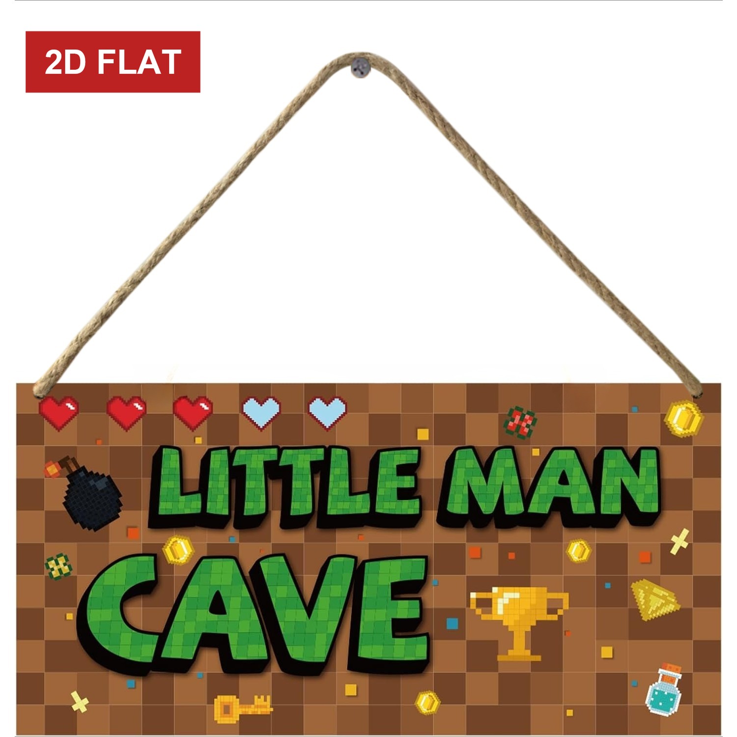 TEMU 2d Flat 3. 7.87 Inches Small Men's Cave Wooden Wall Hanging Sign, Bedroom Nursery Decor