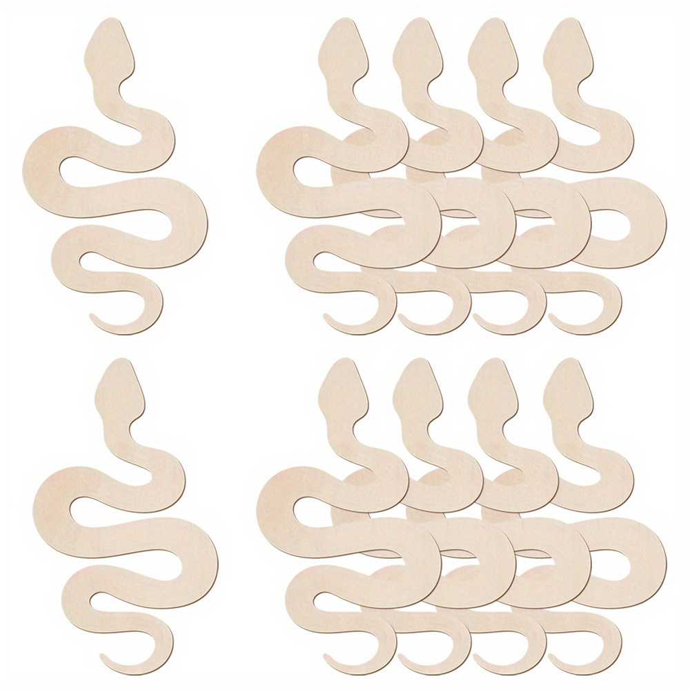 

10pcs Wooden Snake Cutouts For Crafts And Painting Supplies