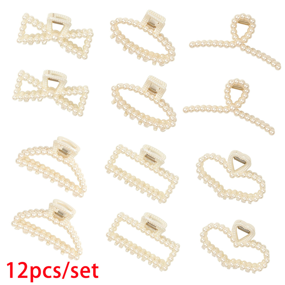 Temu – TEMU 6/ 12pcs Pearl Hair Claw Clips, Fashion Hair Barrette Clamps For Hair, Women’s Hair Accessories Headwear Styling Tools – Birthday Chrismas New