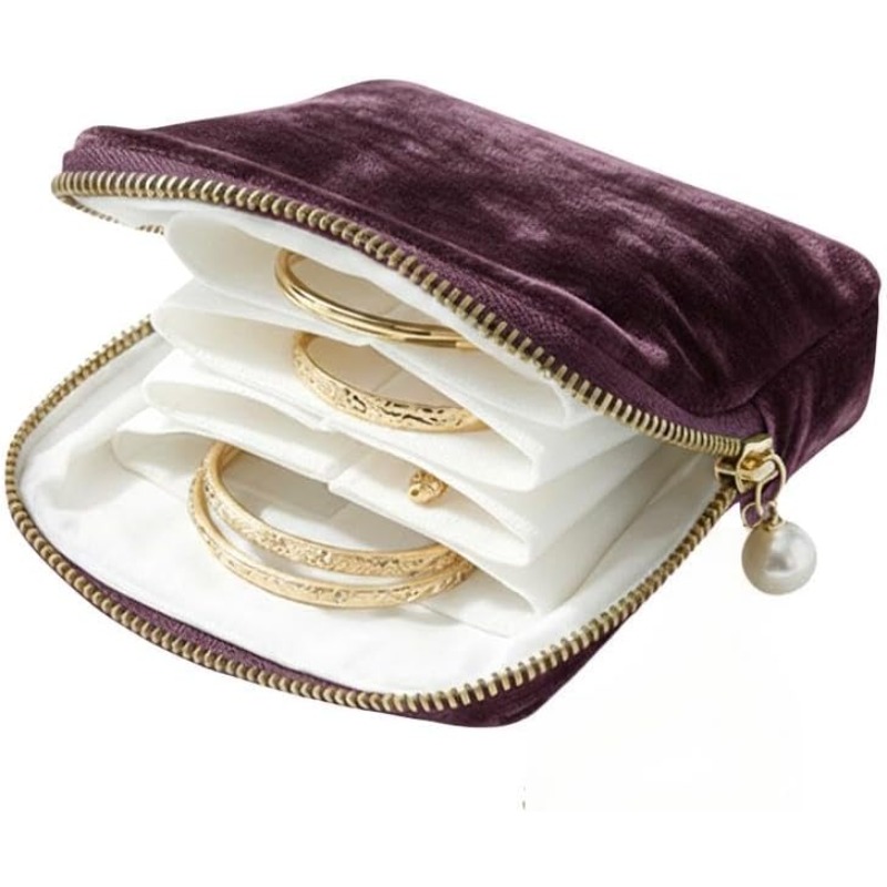 Temu – TEMU Travel Jewelry Case, Jewelry Zippered Travel Jewelry Bag Portable Organizer, Pouch Bags With Zipper, Velvet Jewelry Organizer Storage Bag For