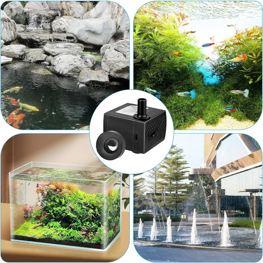 Aquarium Starter Kit With 2 Nozzles, Black, Suitable For Aquariums, Fountains, And .