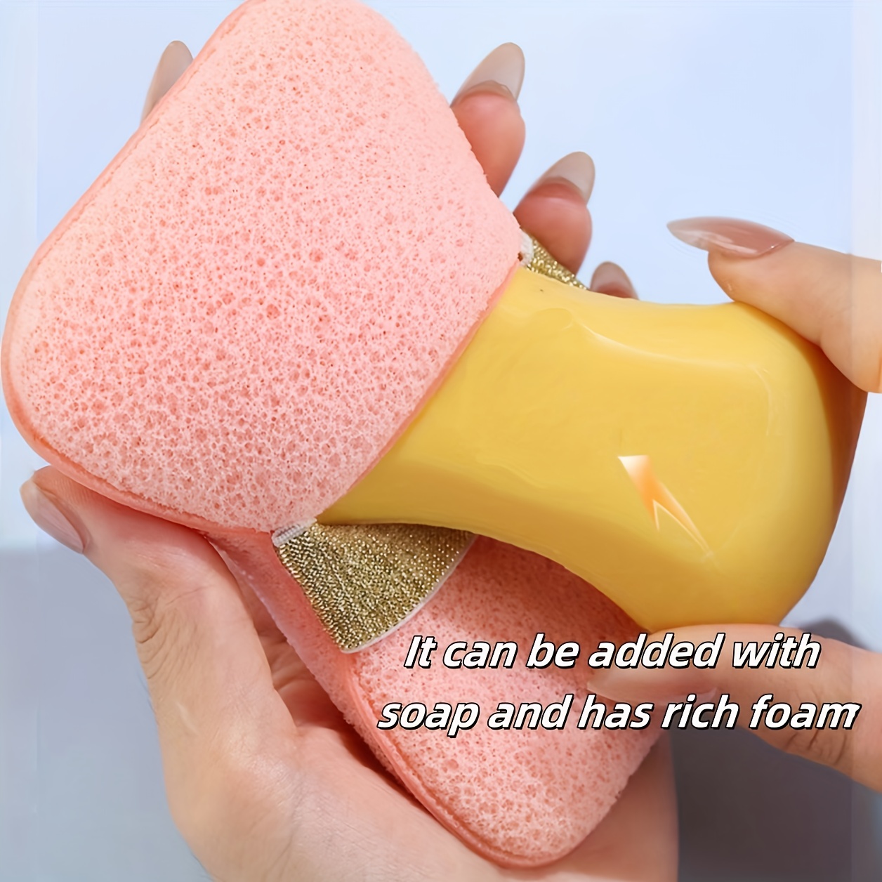 2pcs Bath Sponges Set with Hook, Magic Exfoliating Sponge in Random Color