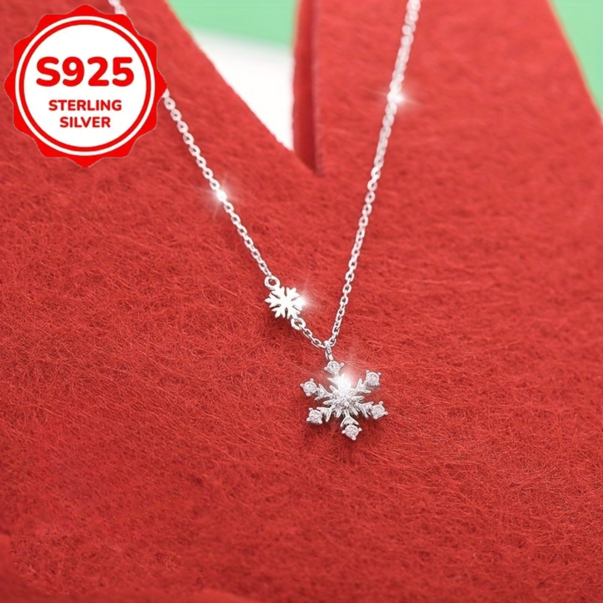 TEMU Collier à de neige synthétiques en S925 argent pur, 1,27G/pc, collier de femme polyvalent hypoallergénique, cadeau de Saint-Valentin, bijou