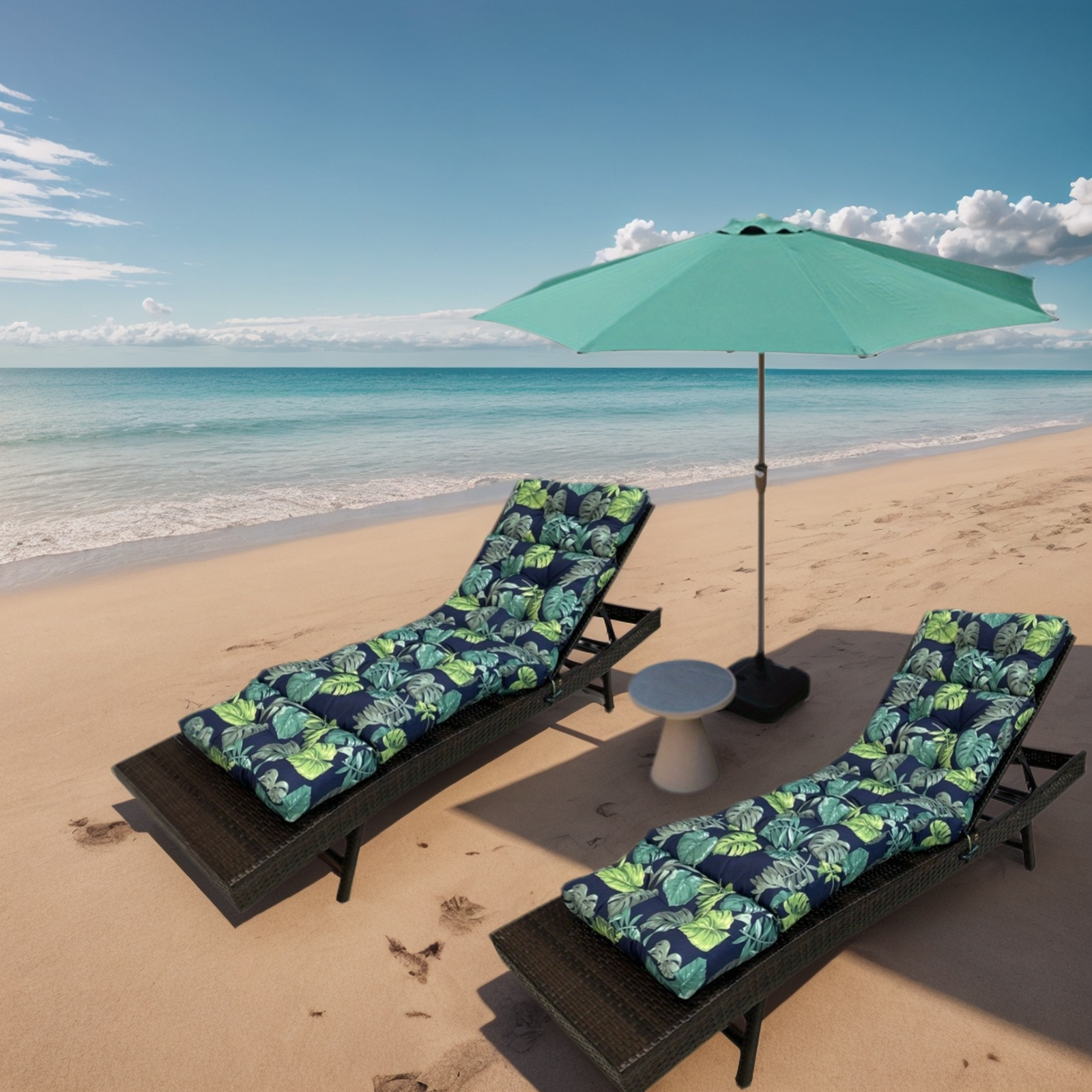 4-Fold Outdoor Waterproof Lounge Chair Mats Pool Patio Lounge Chair Mats  With Anti-slip Strips, Outdoor Chair Mat Alternative