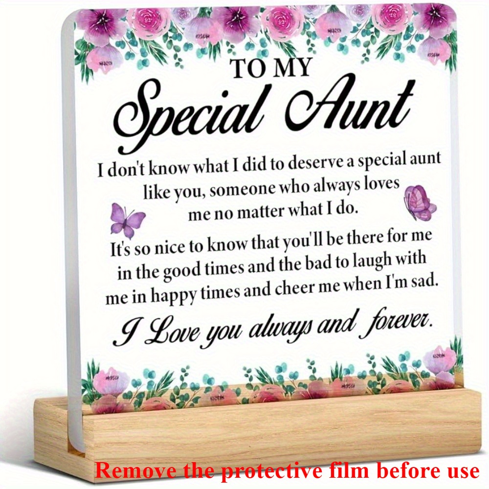 TEMU 2d Flat, Aunt Acrylic Table Plaque - With Message, Contemporary Desktop Decor For Living Room, Bedroom, Office - No Electricity Needed, Perfect