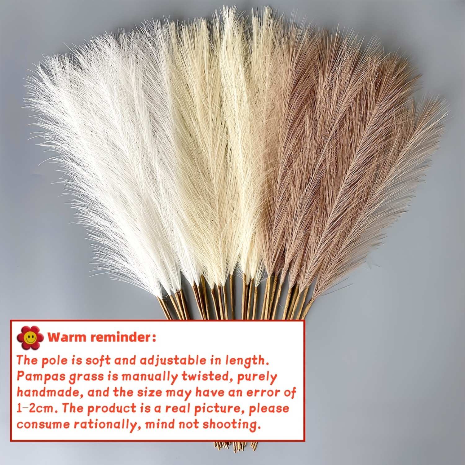 18pcs 54.86cm Herbe de Pampa Artificielle, Roseaux Moelleux pour Centre de Table Vase Décoration Intérieure, Décoration Salon Chambre à Coucher, Style Bohème (Crème Blanc Beige Marron)