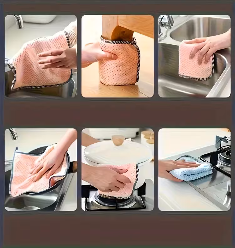 1pc of kitchen towel mixed color absorbent cloth suitable for household cleaning coral fleece wiping pad for countertops or tableware Product details 8