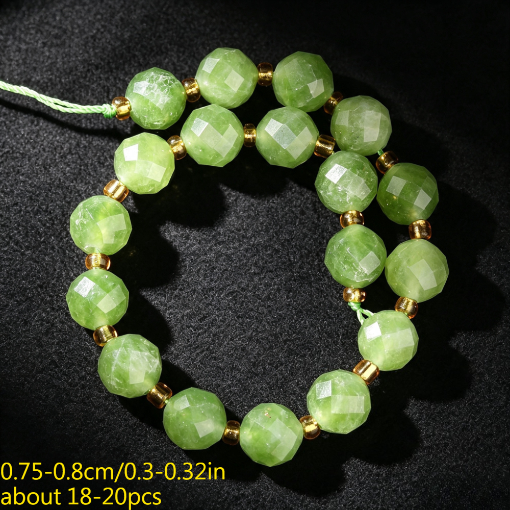 TEMU Natural Stone Peridot Quartz Round Loose Spacer Beads For Jewelry Making Diy Bracelet Necklace Craft Needlework, Gift Beading Components