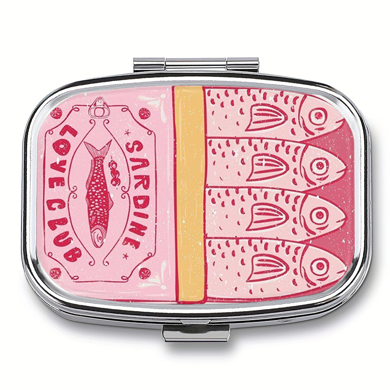 1pc Pink Tin Square Pill Box Mini Pill Compartment Pill Organizer Household Portable Storage Box Travel Essentials Stylish Compact Travel-friendly For Wallet/pocket Travel Gifts