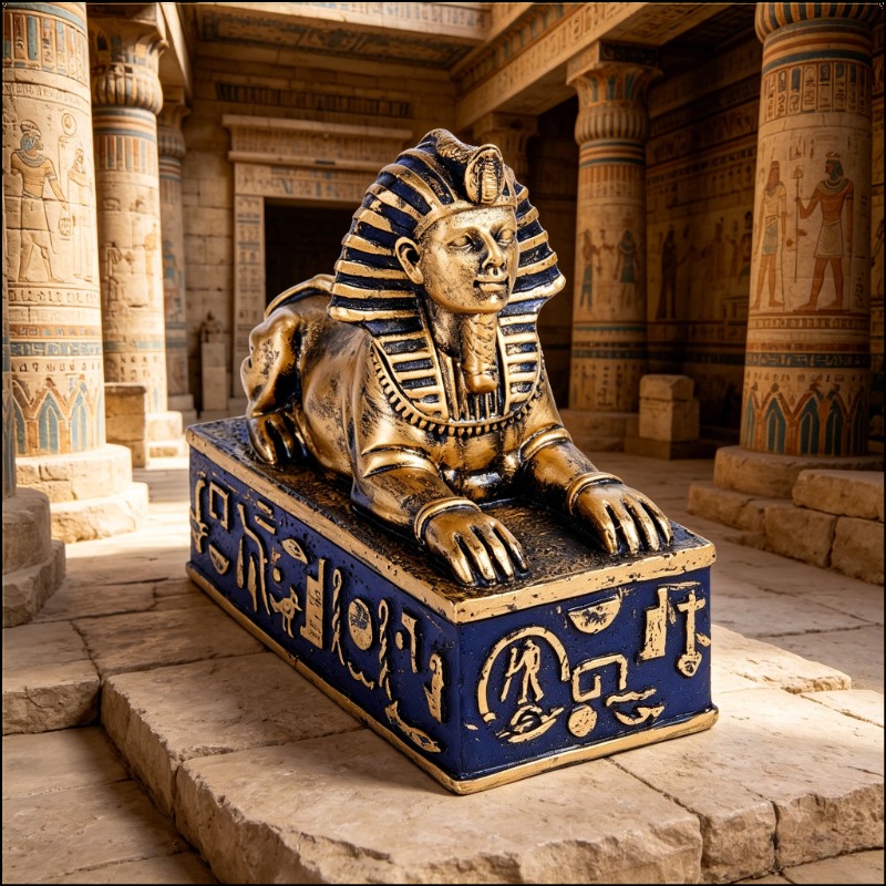 egyptian sphinx figurine statue miniature pharaoh collectible with sphinx body resin statue suitable for home office decor travel souvenir gift for history   ancient egypt mythology decorations retro craft present for