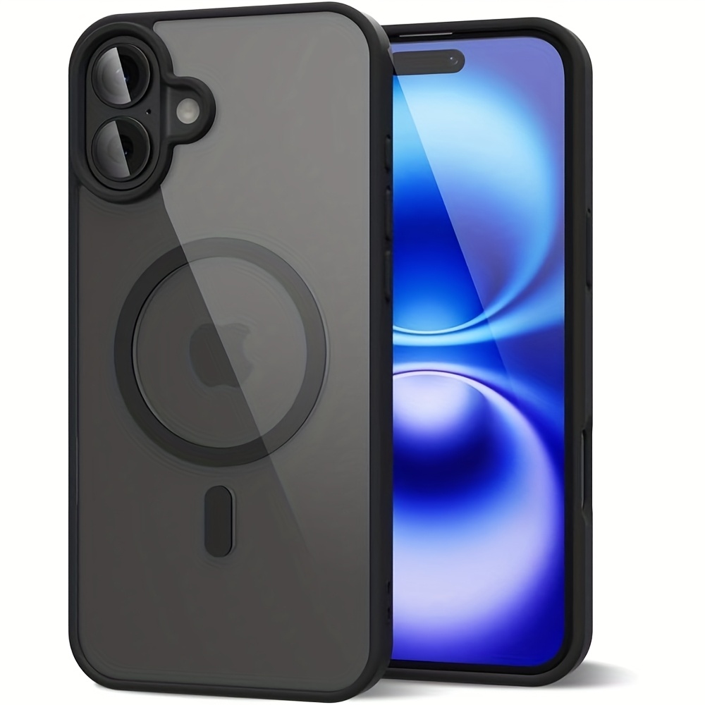 TEMU Coque de téléphone : Étui de antichoc magnétique transparent à bords souples pour iPhone 17/16/16 Plus