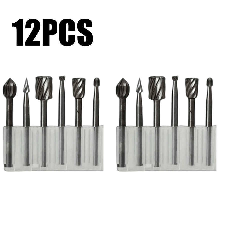 TEMU 12pcs Hss Rotary File Set | 6 Different Shapes Carving Bits | Grinding Tool | For Wood/metal Cutting, Carving And Polishing | Professional