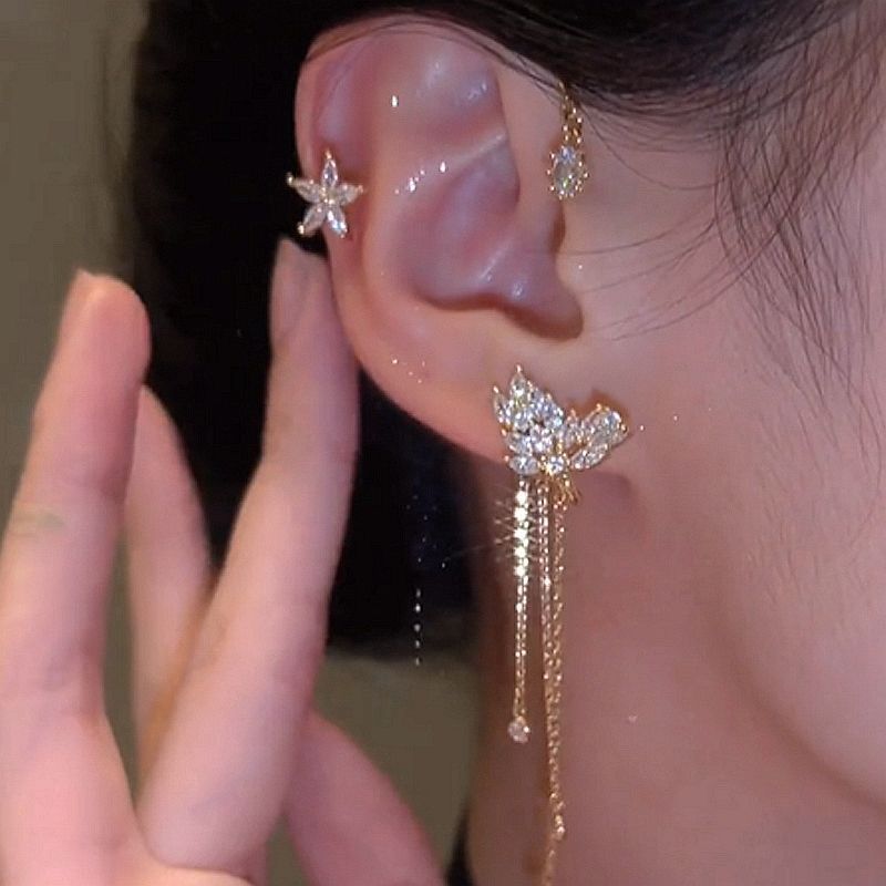 -piece Tassel Ear Hanging No Piercing Ear Clip Earrings, Cute And Elegant, Suitable For Daily Wear