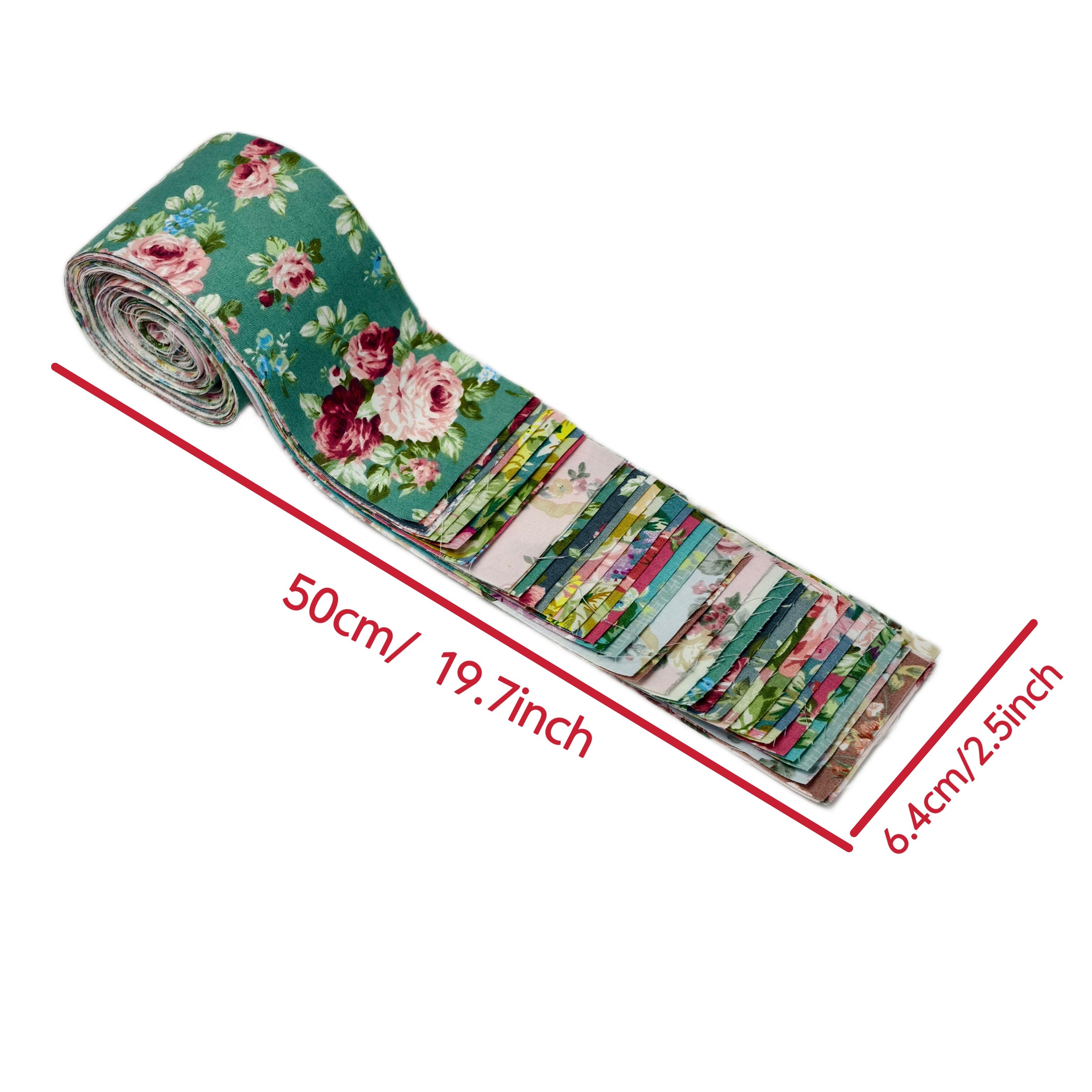 E-shop 42 Gelee-Roll-Streifen – Stoffstreifen mit Blumenmuster, Rosen-, Gänseblümchen- Tulpenmustern, große Größe 6,48x50,04cm / 2,56x19,67 Zoll,