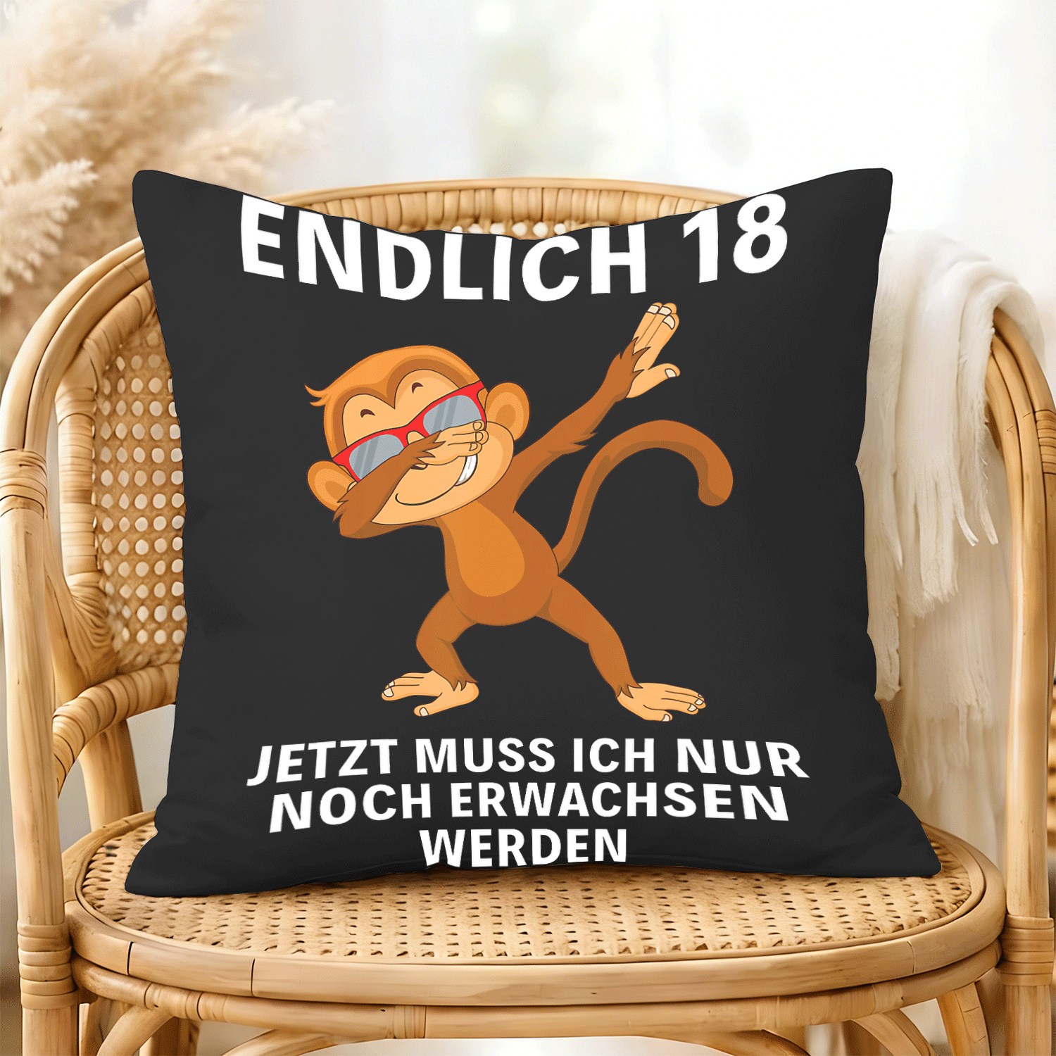 TEMU 1pc Men's 18th Birthday " 18" Pillowcase - 18x18 Inch Suitable For Home Decor, Zipper Closure, Single-sided Print With Age Number, Machine