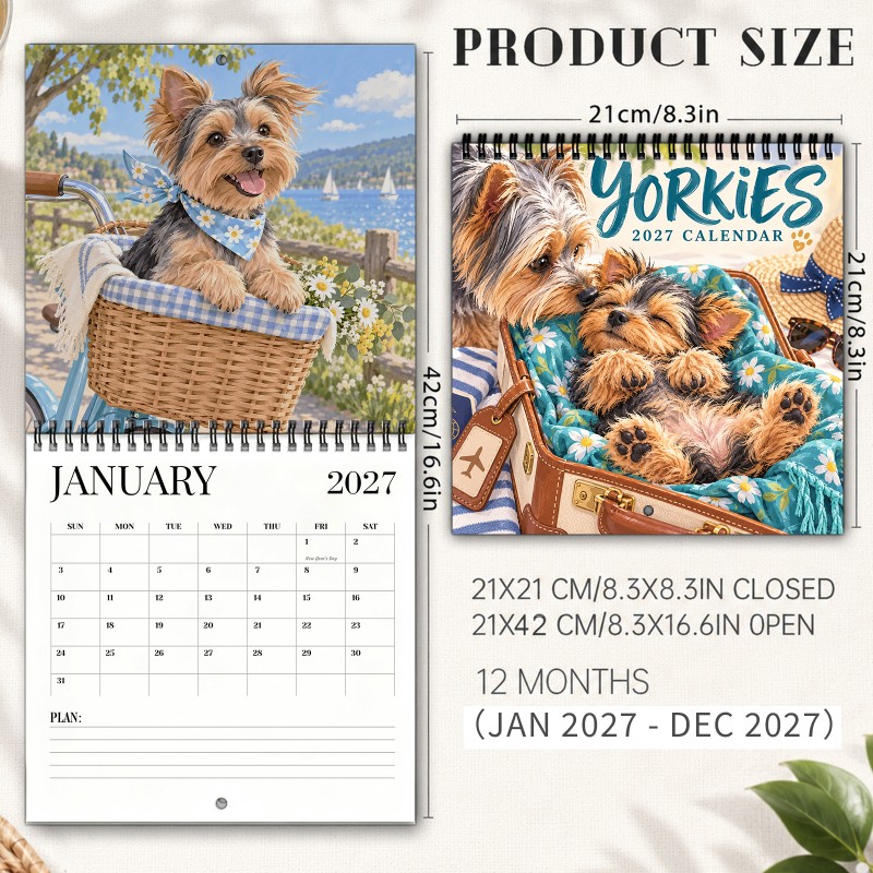 TEMU 2027 Wall Calendar 12-month Spiral-bound Hanging Calendar With Travel Bags Garden & Seasonal Moments Thick Paper & Marked Holidays Planning