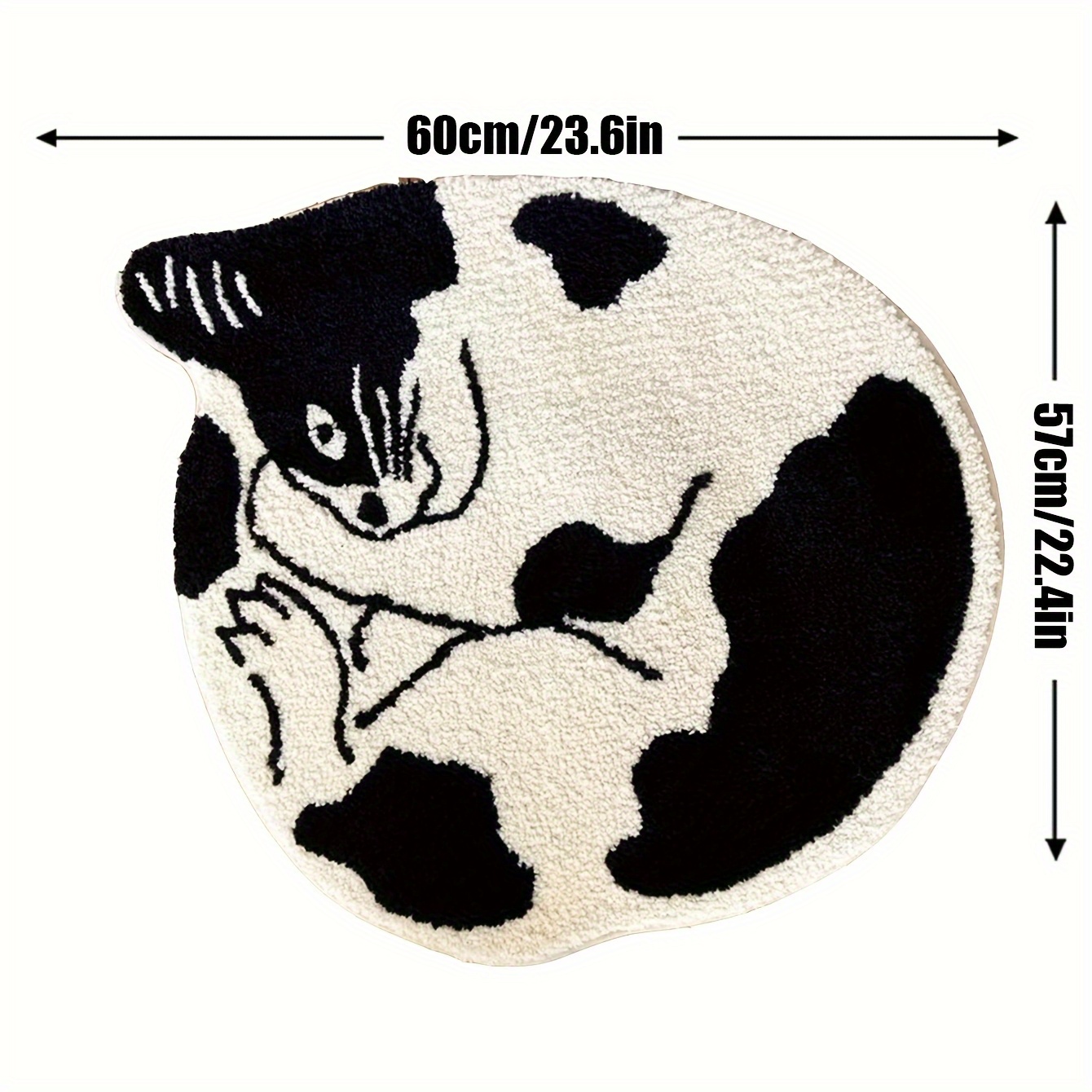 TEMU [ Product] Premium Faux Cashmere And Point-seamed Bottom 820g/m² Faux Cashmere Material, Cat-shaped Blanket, Floor Mat, Unique Irregular Shape