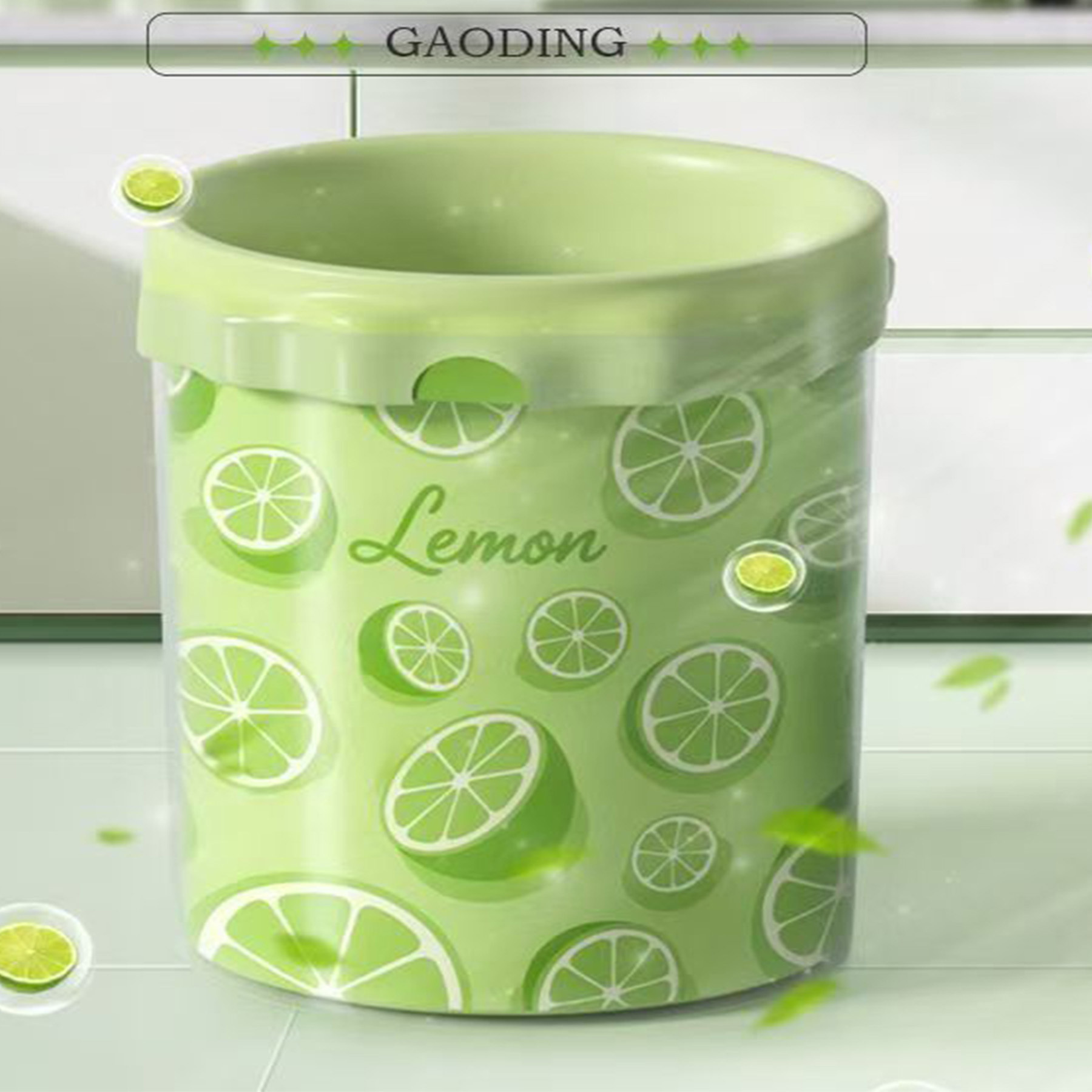 1roll/ 102pcs Lime Scented Drawstring Trash Bags - Heavy Duty Garbage Bags, Leakproof Kitchen Bin Liners For 0-20l Bins