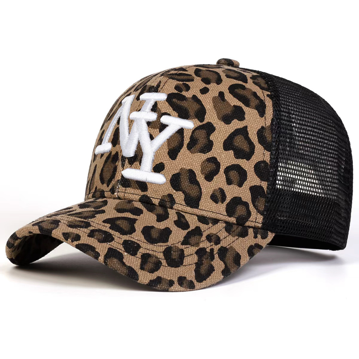 E-shop AR 1 Damen NY Leopard Print Mesh Cap Baseball Cap, verstellbar für Outdoor Mode, geeignet für Frühlings- und Sommerreisen, Strandurlaube