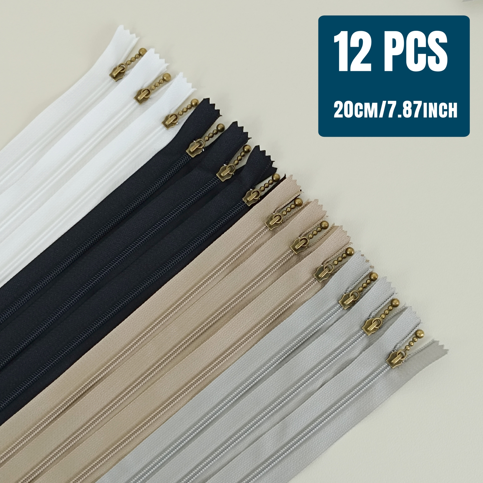 E-shop Eine Packung mit 12 Metallreißverschlüssen, Größe 3, geeignet zum Nähen von Kleidung, Oberteilen, Hosen, Rucksäcken, Bastelarbeiten usw., mit