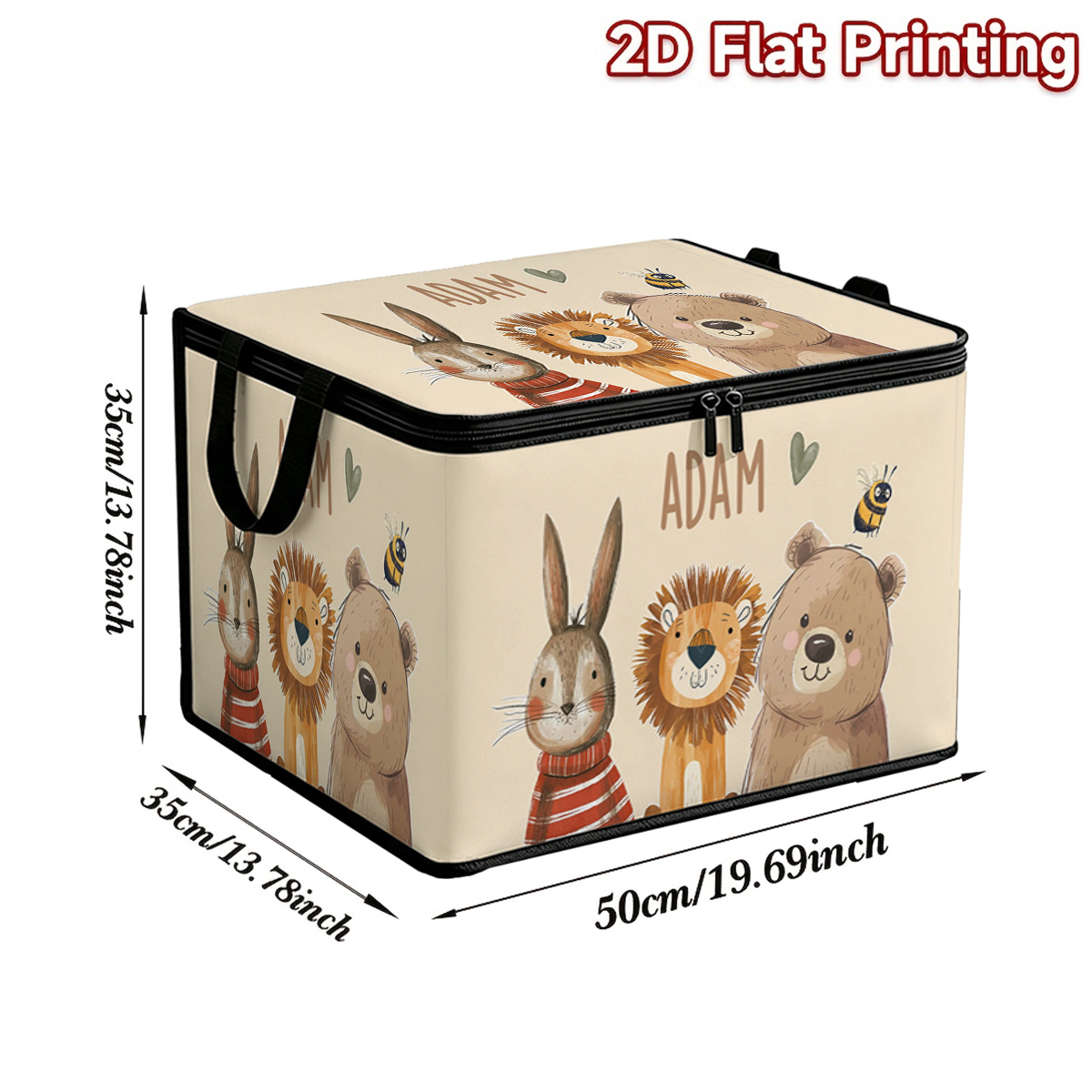 TEMU Boîte de Rangement Octogonale Personnalisable avec Couvercle Pliant à Fermeture Éclair Rapide & Imprimé Animaux de , Convient pour Couverture,