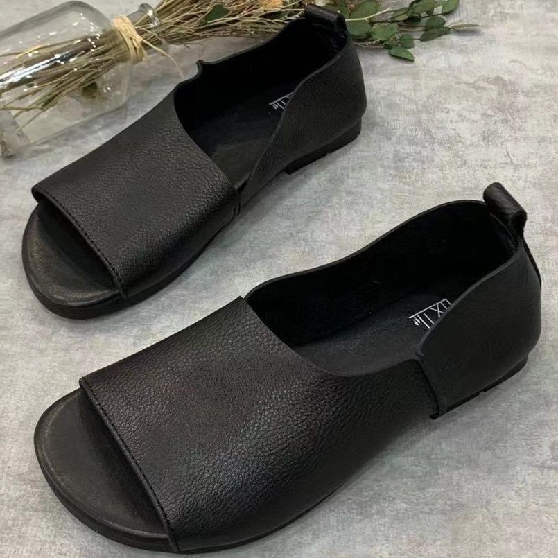 Vintage Women's Flat Sandals - Easy Mules, In , Soft Genuine Casual Shoes, Perfect For Daily And Summer Activities, Women Shoes
