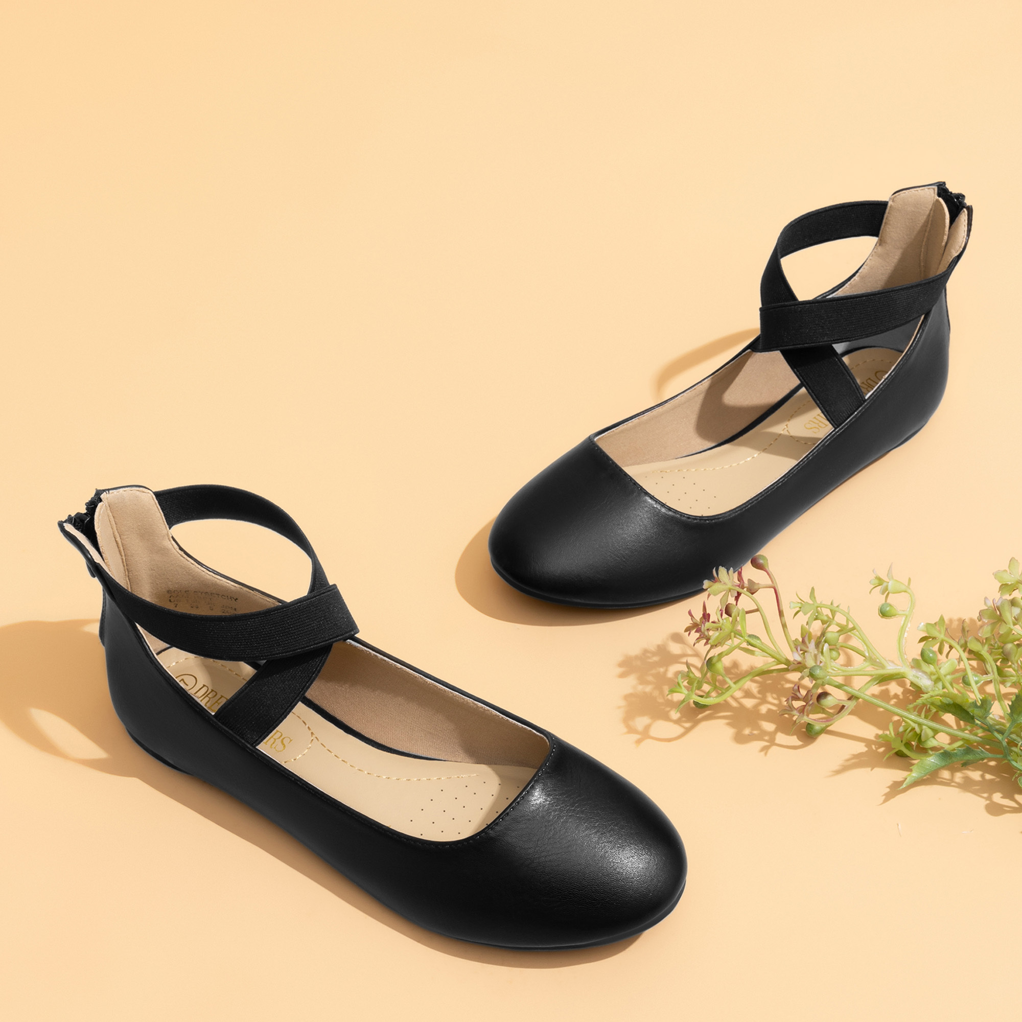   womens comfortable fashion elastic ankle straps flats shoes
