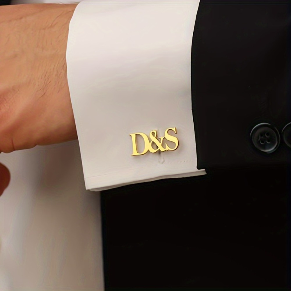 TEMU Customized Cufflinks Personalized Stainless Steel Cufflinks, Simple Couple Cufflinks, Customized Gifts