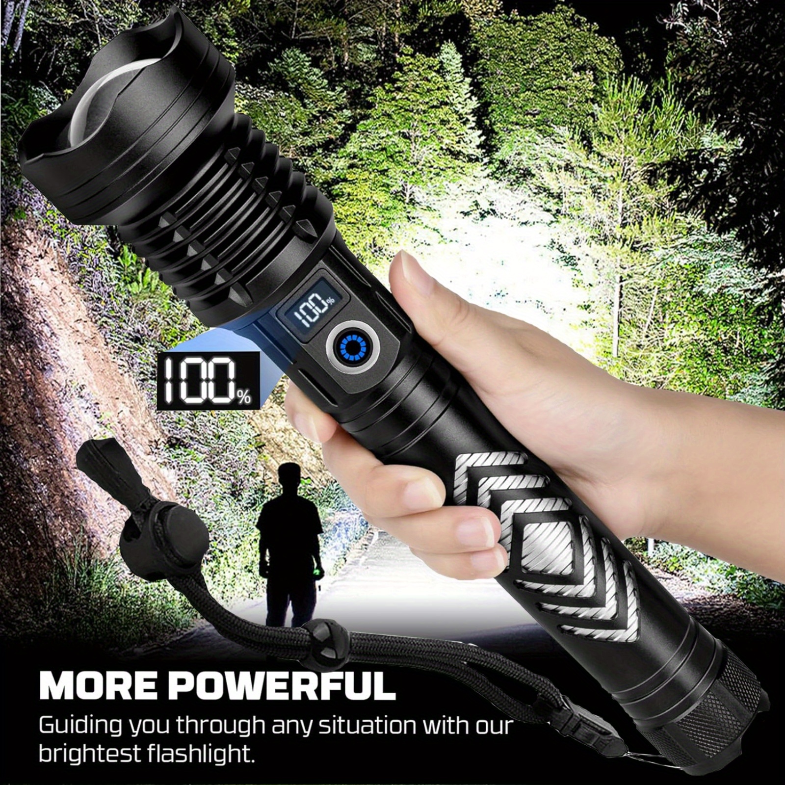 

Rechargeable Flashlights - Led Flashlight With 5 , Powerful Flash Light For Camping Hiking, Black, P70-170yjk-bk