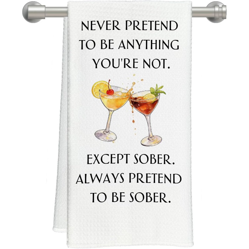 TEMU 1pc Funny Cocktail-themed Kitchen Towels Suitable For Cocktail Lovers, Hilarious Decorative Dish Tea Towels With Modern Cocktail Print, Machine