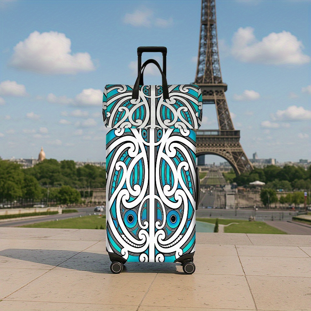 TEMU 2pcs Ethnic Maori Pattern Print Suitcase Luggage Protective Cover Set, Including 1 Suitcase Protective Cover + 1 Travel Bag Protective Cover
