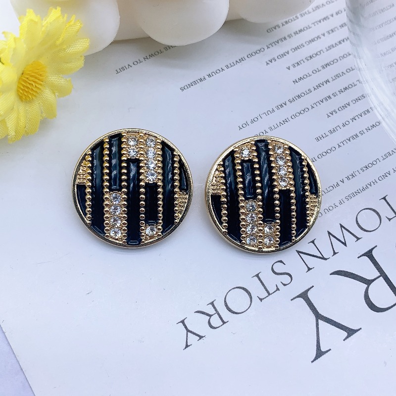 TEMU 10pcs Round Striped Rhinestone Buttons, Black And Golden Tall Buttons For Men And Women, Coat And Jacket Buttons, Dress Buttons, Wedding Dress